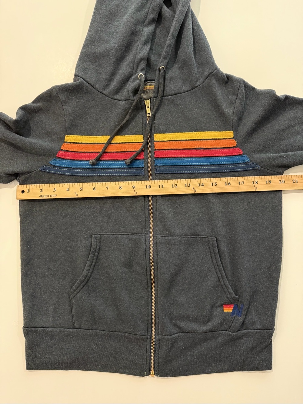 Aviator Nation 5 Stripe Hoodie & Sweatpants Set XS/S Navy Charcoal - Picture 15 of 16
